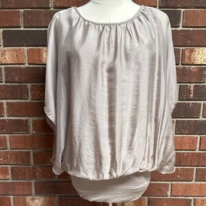 Giusy Tan Silk Blend Batwing Blouse Size Small